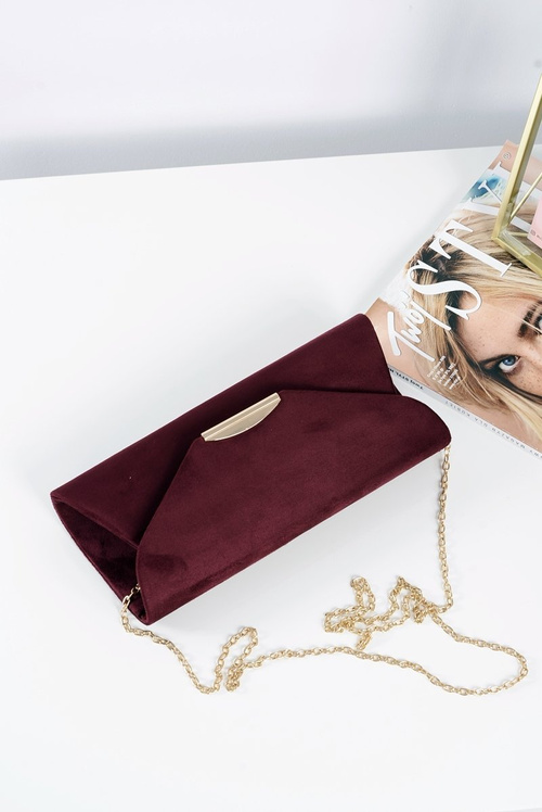 Жіноча бордова замшева сумка-клатч