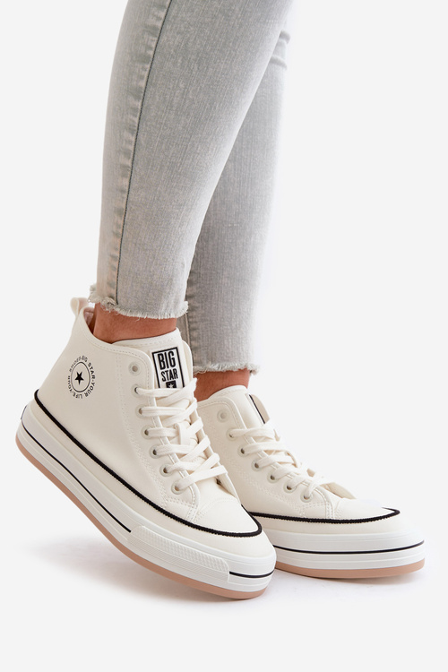 Теплі жіночі кросівки на платформі з еко шкіри Big Star OO274061 Білі