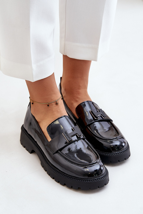 Жіночі мокасини лаковані Vinceza 62187 Чорні
