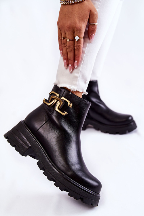 Теплі черевики робочі з декором Laura Messi 2500 Black