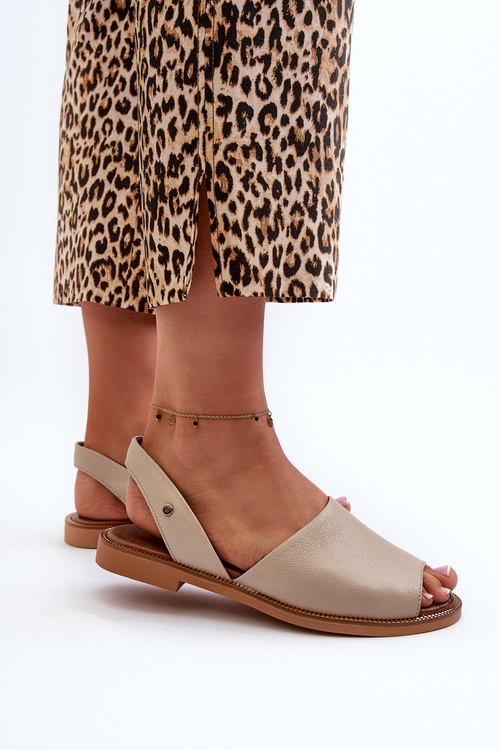 Бежеві шкіряні босоніжки Zazoo 40327