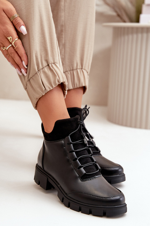Чоботи жіночі утеплені з еко шкіри чорного кольору Erisabelle