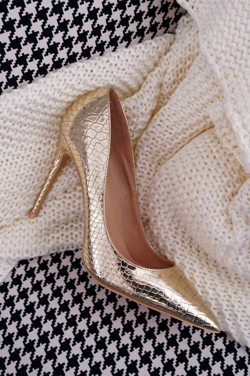 Жіночі туфлі зі зміїної шкіри Lu Boo Gold BC-791