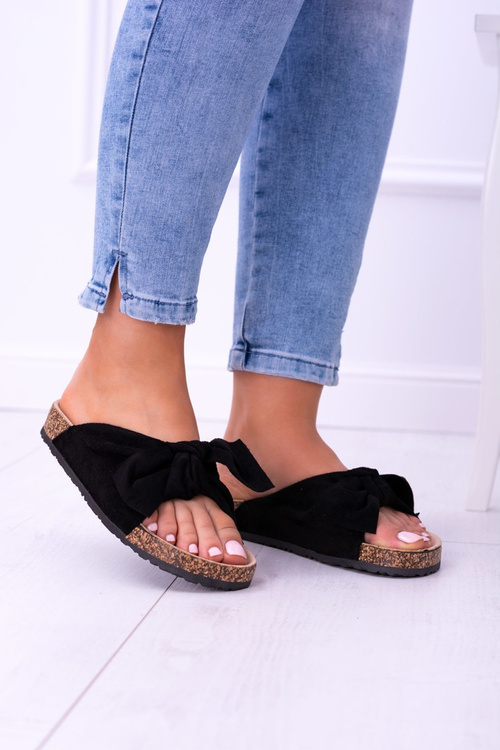 Чорні жіночі пробкові шльопанці Sunshine на кокарді