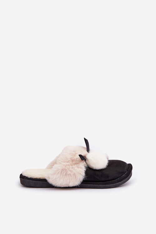 Жіночі Тапочки З Пухом Чорні Nartani