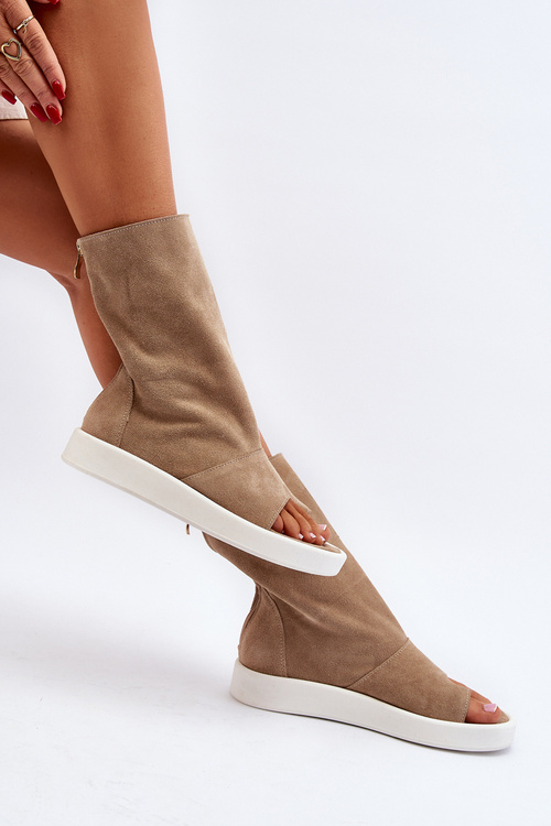 Жіночі чорні замшеві босоніжки з верхом Zazoo 3441