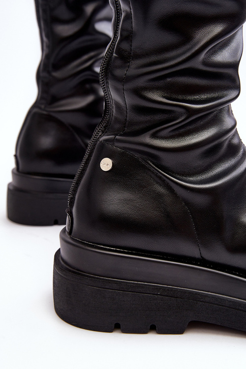 Чоботи жіночі на платформі з блискавкою GOE MM2N4068 Чорні
