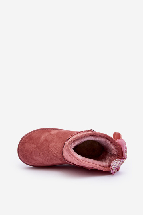 Снігові черевики для дівчинки на підкладці зі стрічками Meriva рожевого кольору