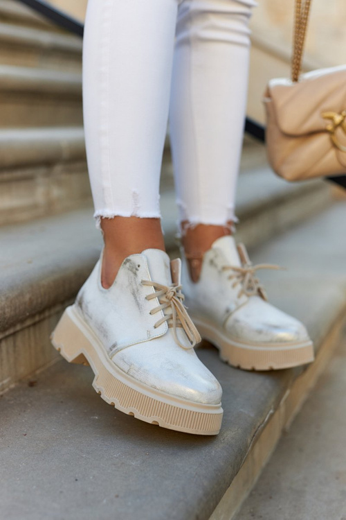 Броги На Масивній Підошві Ніколь 2701/004 Біле-Золото