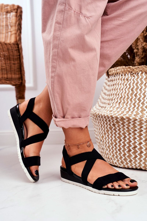 Жіночі босоніжки на танкетці Сліпони Black Harper