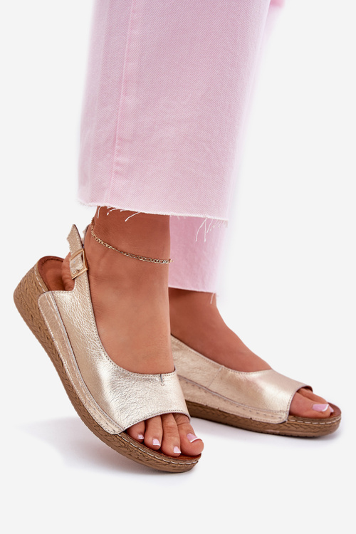 Жіночі шкіряні сандалі на платформі Maciejka L7069 Золоті