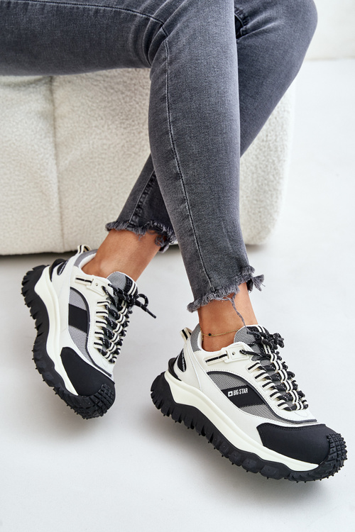 Шкіряні жіночі кросівки на платформі Big Star OO274A220 HI-POLY SYSTEM білий-чорний