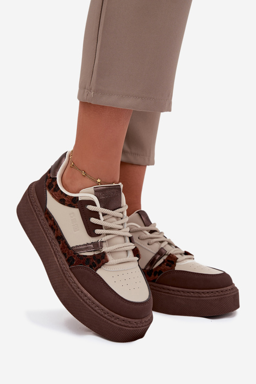 Жіночі Кросівки На Платформі Big Star SS274356 Леопард Коричнево-Бежеві