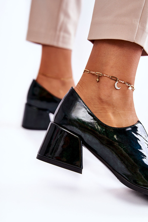 Лаковані мозаїчні туфлі з прозорим декором Green Delaver