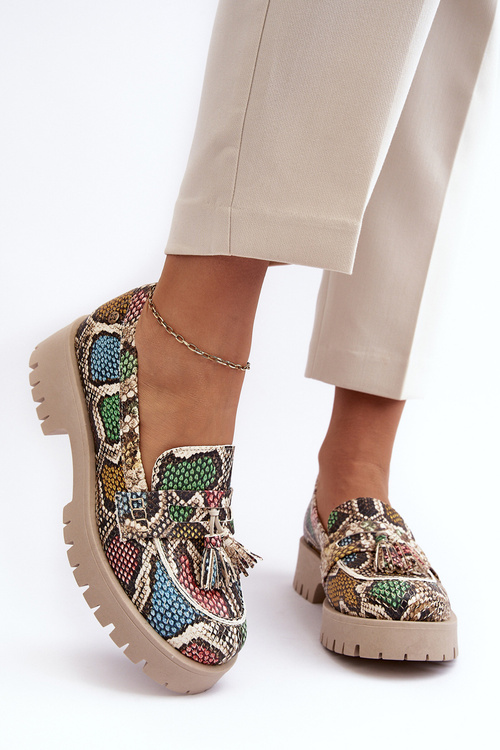 Жіночі шкіряні напівчоботи з бахромою Maciejka 05497-45 різнокольорові