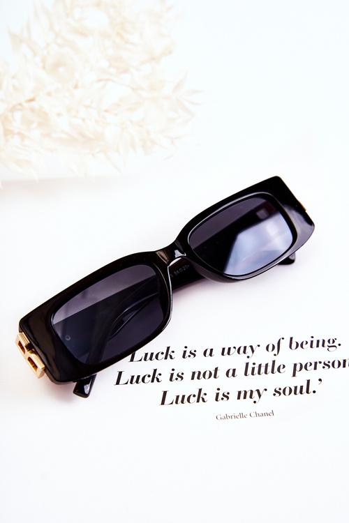 Модні прямокутні сонцезахисні окуляри V120035 Чорні