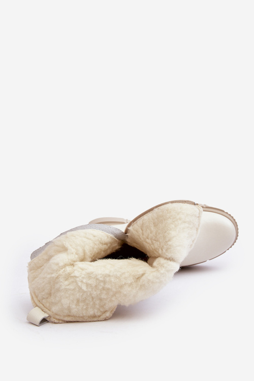 Жіночі вовняні шкіряні чоботи кремового кольору Bayla