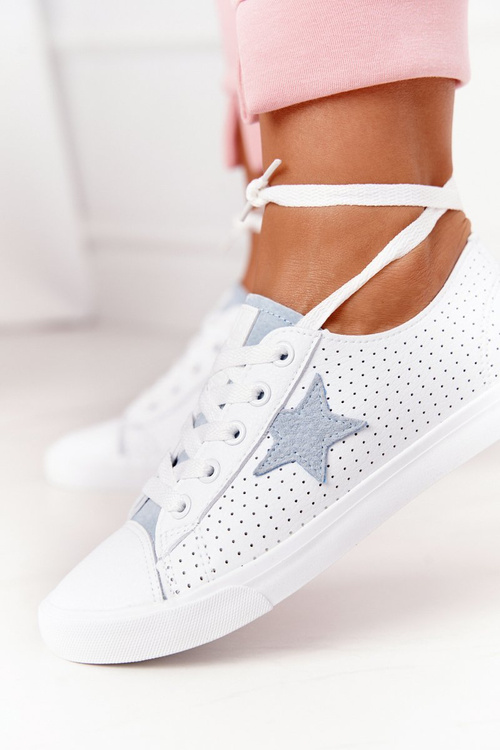 Жіночі шкіряні кросівки із зіркою BIG STAR DD274692 Біло-Сині