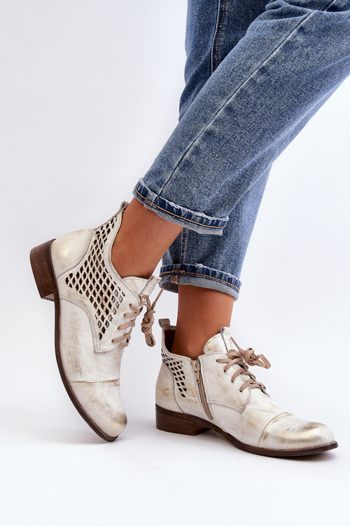 Срібні шкіряні жіночі чоботи Zazoo 2878 з низьким вирізом