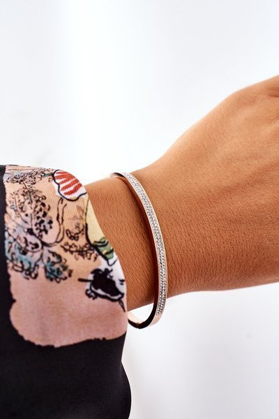 Сталевий браслет із кубічним цирконієм, рожеве золото