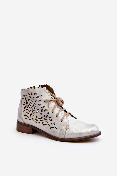 Срібні жіночі ботильйони на шнурівці Zazoo 2871