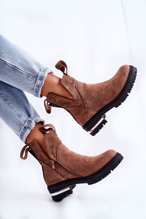 Замшеві черевики з вирізами коричневого кольору Elvera