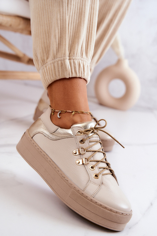 Шкіряні спортивні туфлі на платформі світло-бежевого кольору Mary Ann