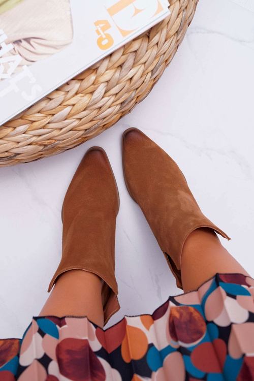 Жіночі чоботи на підборах весняні шкіряні замшеві коричневі Nicole 2430