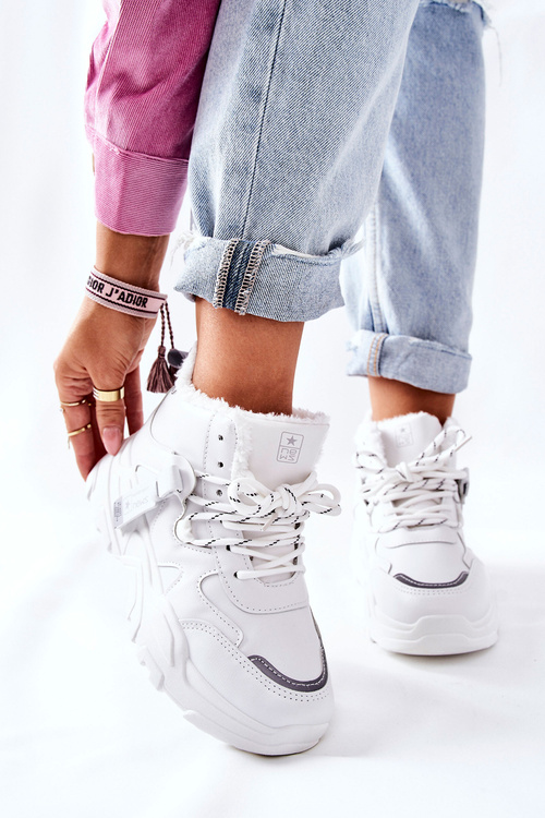 Жіночі утеплені зимові черевики Кросівки білі Kaphia