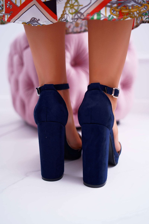 Жіночі темно-сині босоніжки на шпильці на платформі Debora