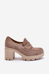 Темно-бежеві замшеві туфлі на підборах і платформі Arabell