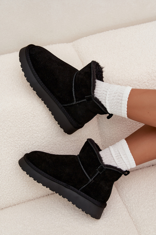 Снігоступи з натуральної замші з хутром Vinceza 97961 Чорні