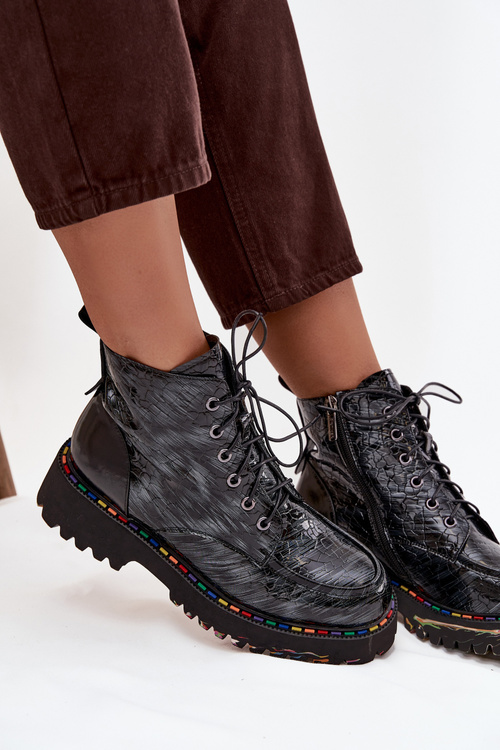 Шкіряні Лаковані Жіночі Черевики Artiker 57C0065 Сірі