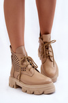 Ажурні шкіряні чоботи бежеві Abilene