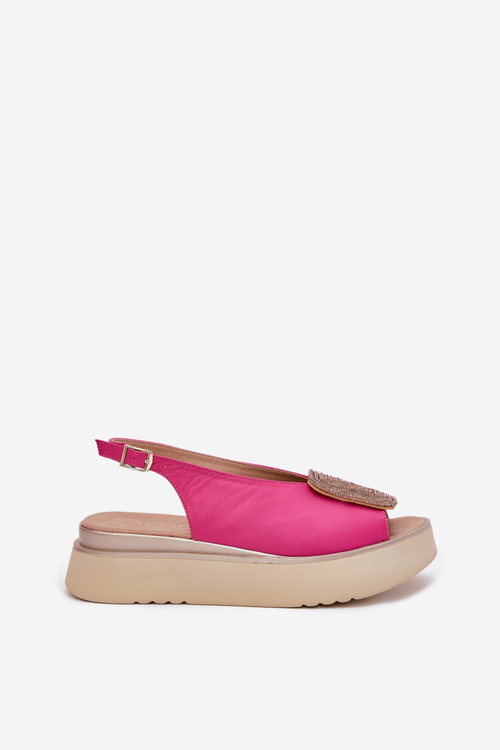 Zazoo 1786 Шкіряні Жіночі Сандалі На Платформі З Декором Фуксія