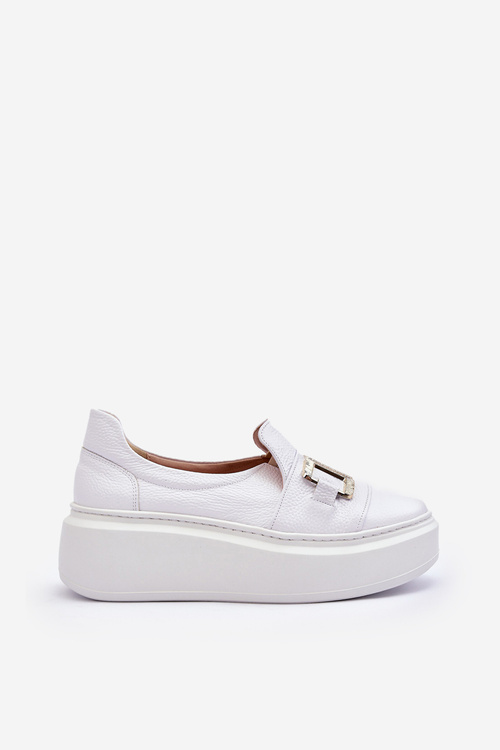 Жіночі шкіряні туфлі на платформі білі Lewski 3398/2