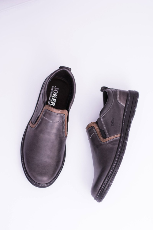 Чоловічі шкіряні туфлі Leonidas сірі