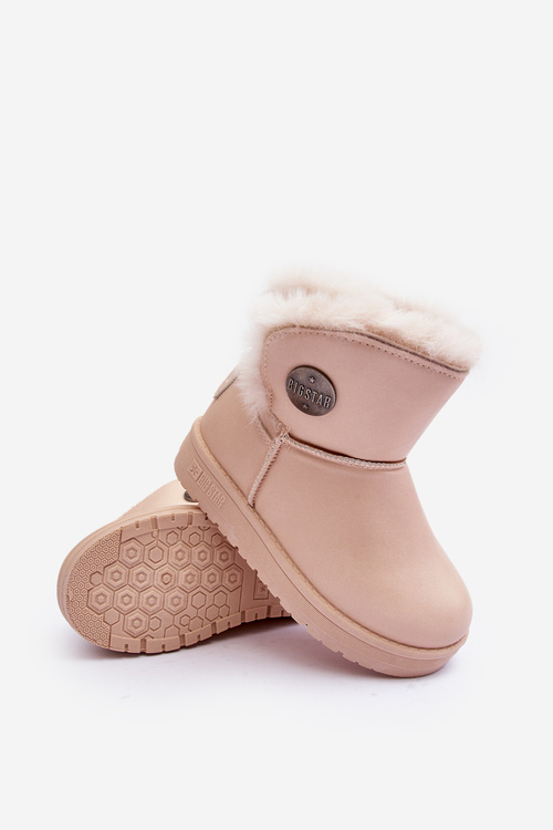 Дитячі снігові черевики з хутром, бежеві, велика зірка MM374084
