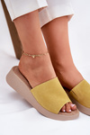 Жіночі Замшеві Сандалі На Танкетці Panto Fino Жовті RR267038