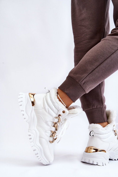 Жіночі утеплені спортивні черевики на шнурівці Trappers White Bastini