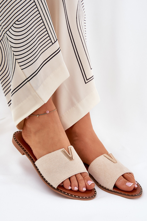 Жіночі Сандалі На Плоскому Каблуці З Декоративними Деталями Бежеві Saliena