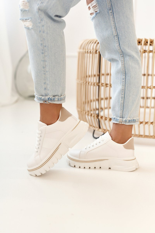 Жіночі кросівки на масивній підошві білі бежеві Riri