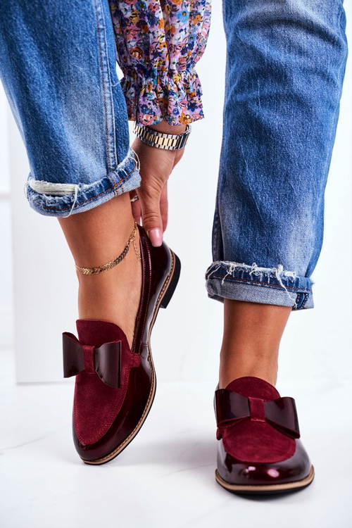 Жіночі напівчеревики Maciejka лаковані лофери бордові 04099-44/00-1