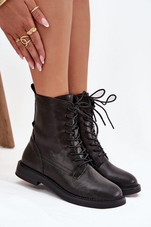 Шкіряні Теплі Жіночі Черевики Workery Big Star SS274480 Чорні