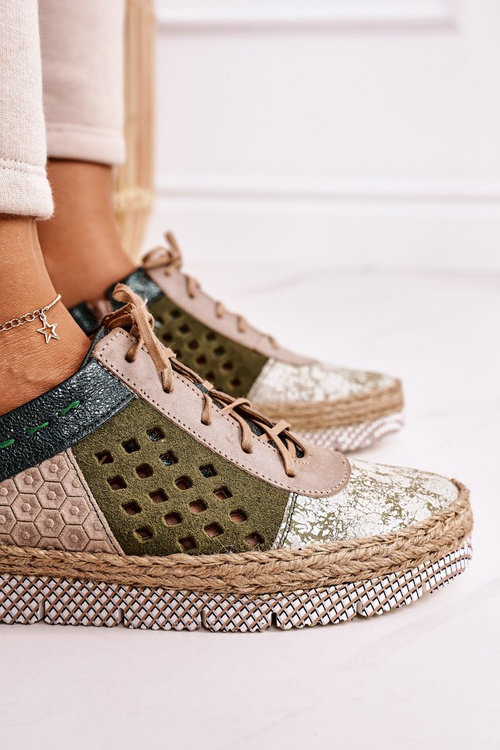 Жіночі шкіряні високі черевики Maciejka Green 03339-09