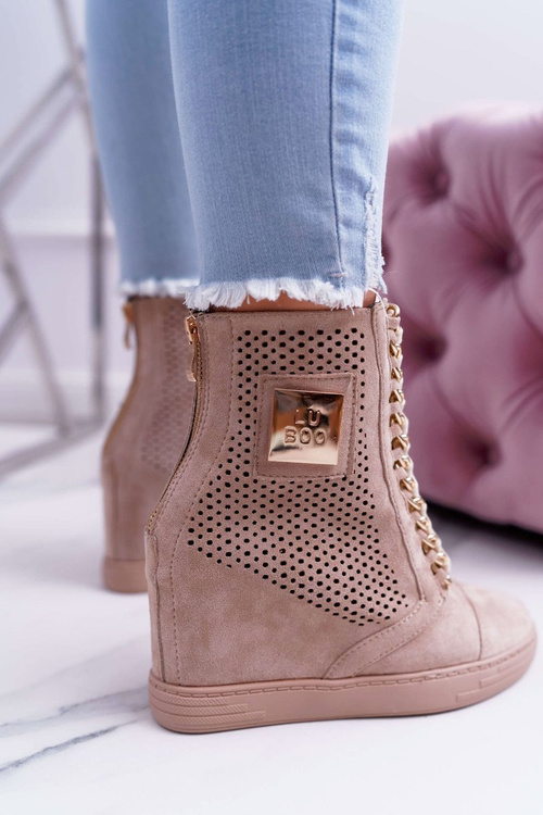 Жіночі ажурні замшеві бежеві кросівки Clamma Lu Boo