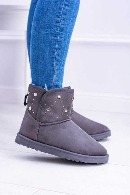 Жіночі сірі утеплені чоботи Snow Boots Suede Biggy