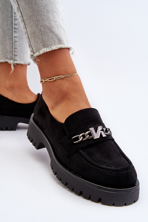 Чорні замшеві жіночі мокасини з декором Loraleima