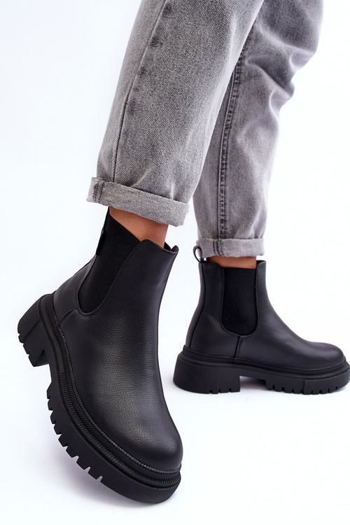 Шкіряні ботильйони з утепленою великою зіркою MM274619 Чорні