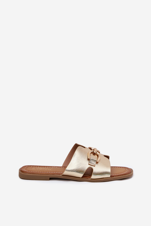 Жіночі Плоскі Сандалі З Декоративним Елементом Золоті Amiresna